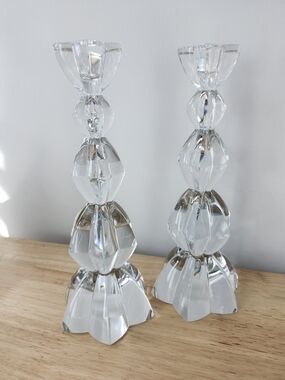 MIKASA Lead Crystal Candle Holder Tall Set Of 2